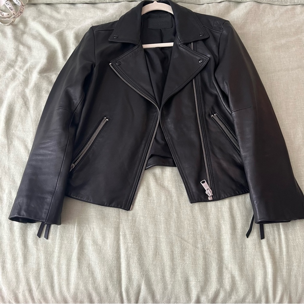 All Saints cropped leather jacket